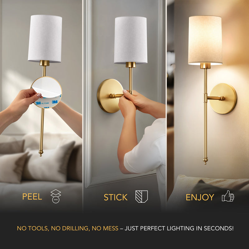 WIRELESS CYLINDRICAL WALL SCONCES (SET OF 2)