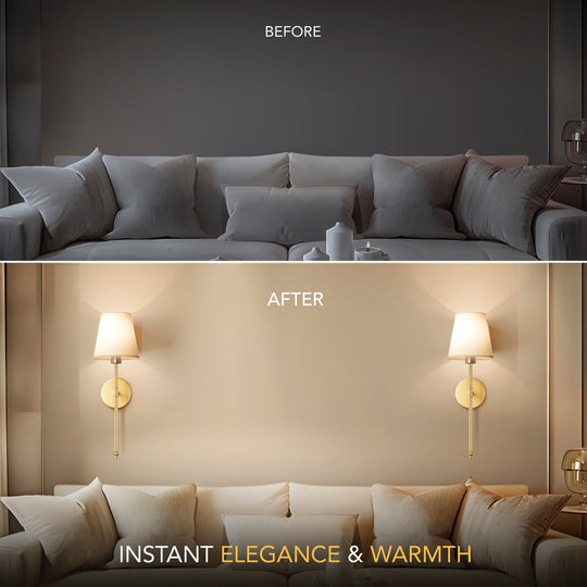 WIRELESS WALL SCONCE (SET OF 2 + 2 BULBS INCLUDED)