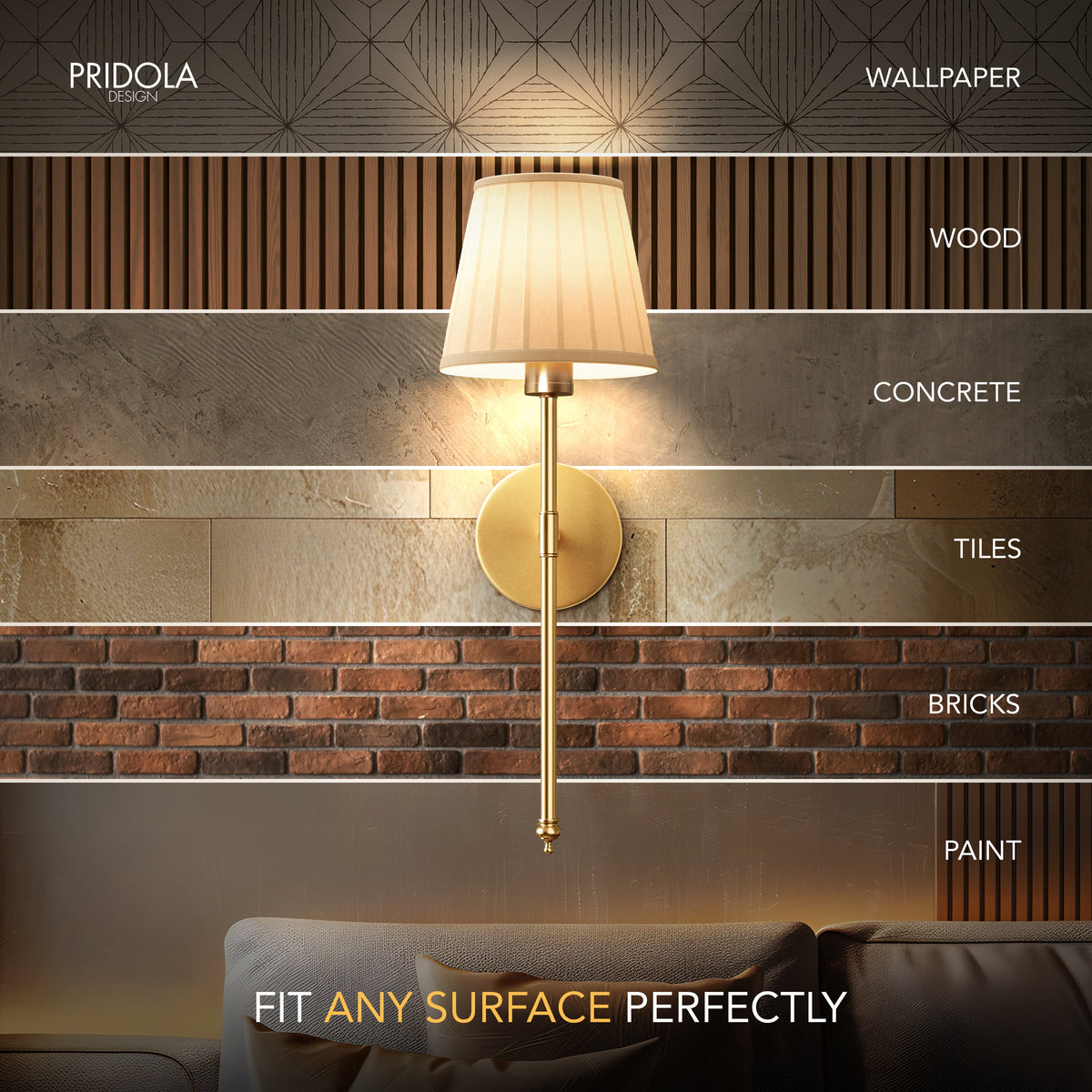 WIRELESS PLEATED WALL SCONCES (SET OF 2)
