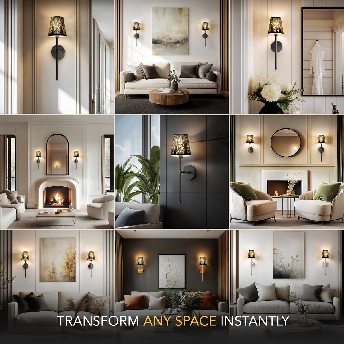 WIRELESS METALLIC WALL SCONCES (SET OF 2)